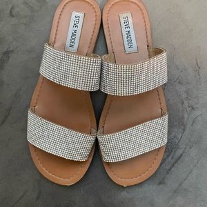 Rhinestone Embellished slide sandals Steve Madden